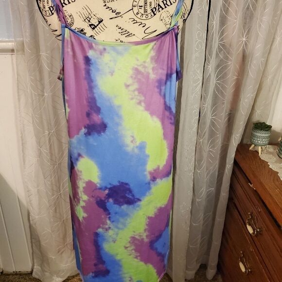 Dressfo blue multicolored braided spaghetti strap tank top size large - Picture 4 of 4